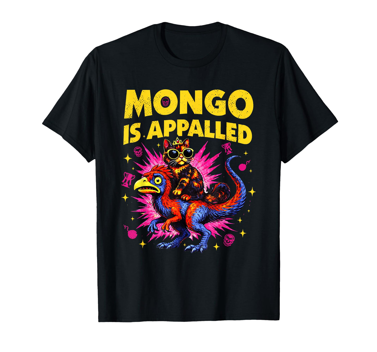Mongo is Appalled Funny Cat Riding Dinosaur Meme T-Shirt