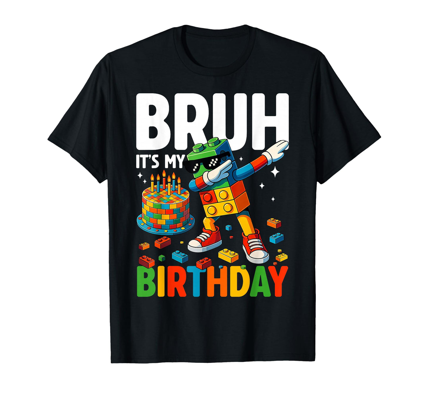 Master Builder Dabbing Blocks Bricks Bruh Its My Birthday T-Shirt