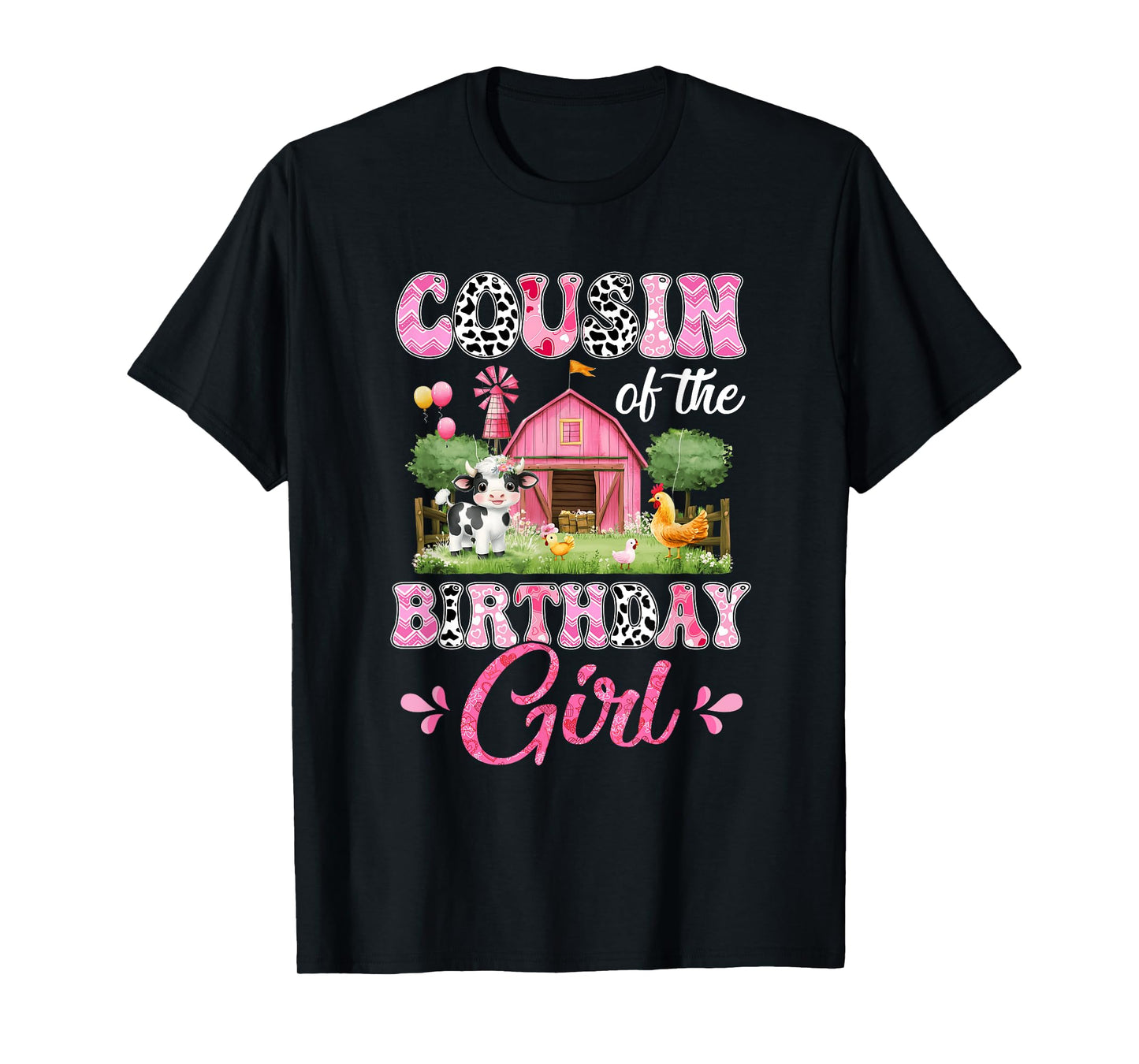 Cousin Of The Birthday Girl 1St Birthday Cow Farm Family T-Shirt
