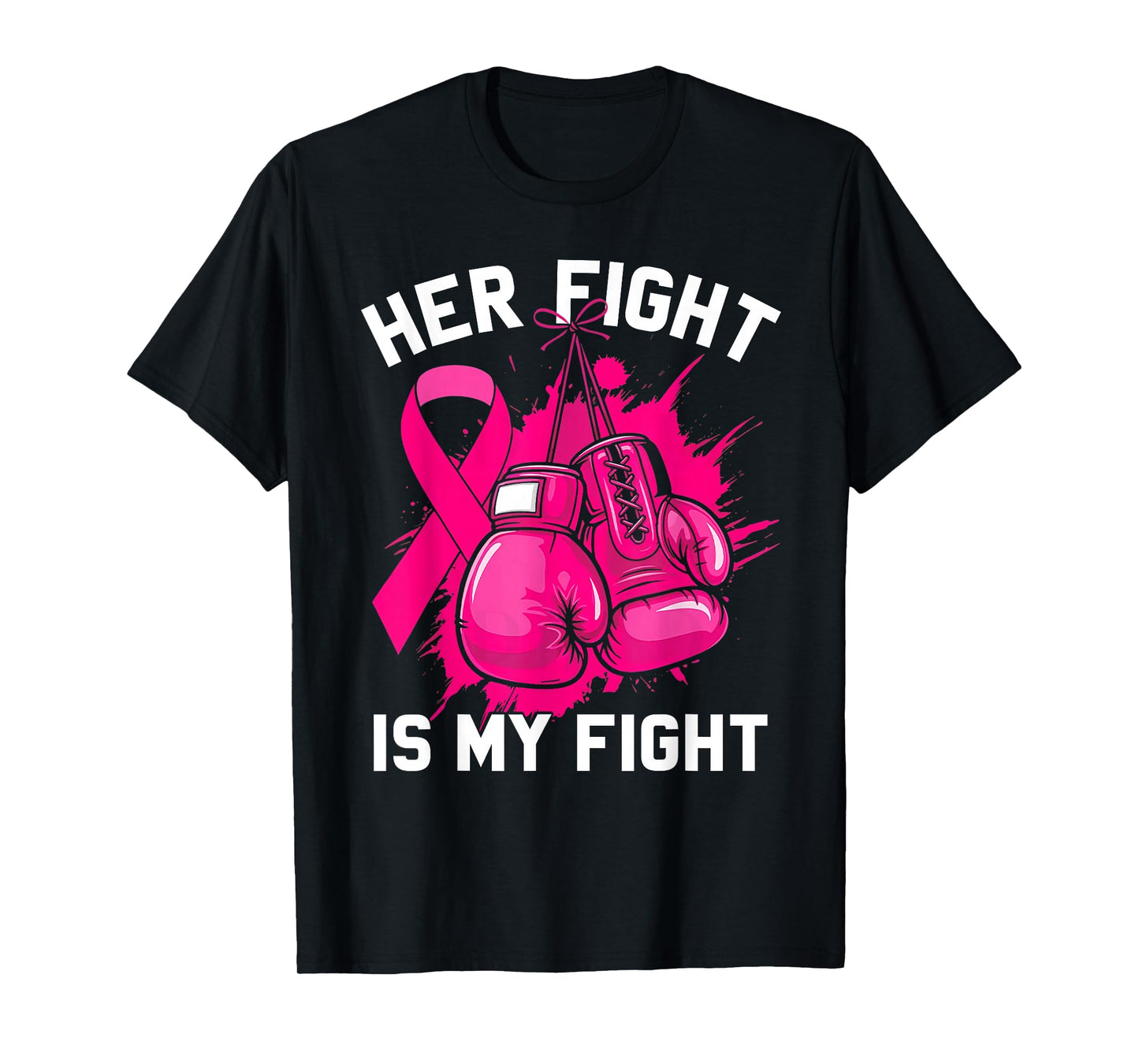 Breast Cancer Awareness Husband Support Squad Boxing Gloves T-Shirt