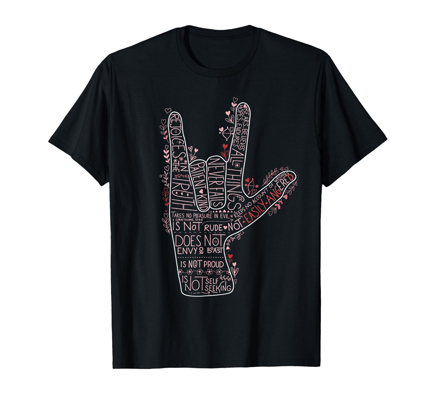 ASL I Love You Corinthians 13 Love Valentine Christian T-Shirt