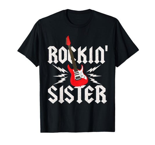 Sister Rockin One Birthday Family Matching Rock Guitar T-Shirt