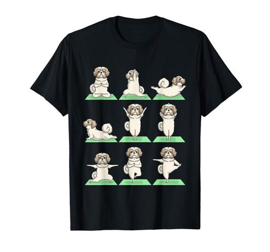 Shih Tzu Dog Yoga Pose Zen Cute Workout Exercise Yogi Funny T-Shirt