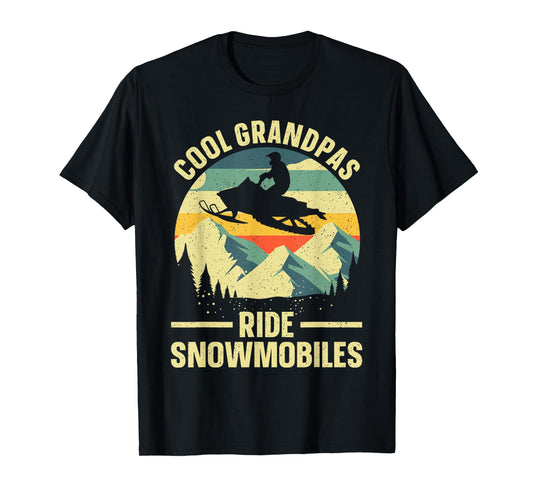 Cool Snowmobile Art For Men Grandpa Snowmobiling Snowmobile T-Shirt