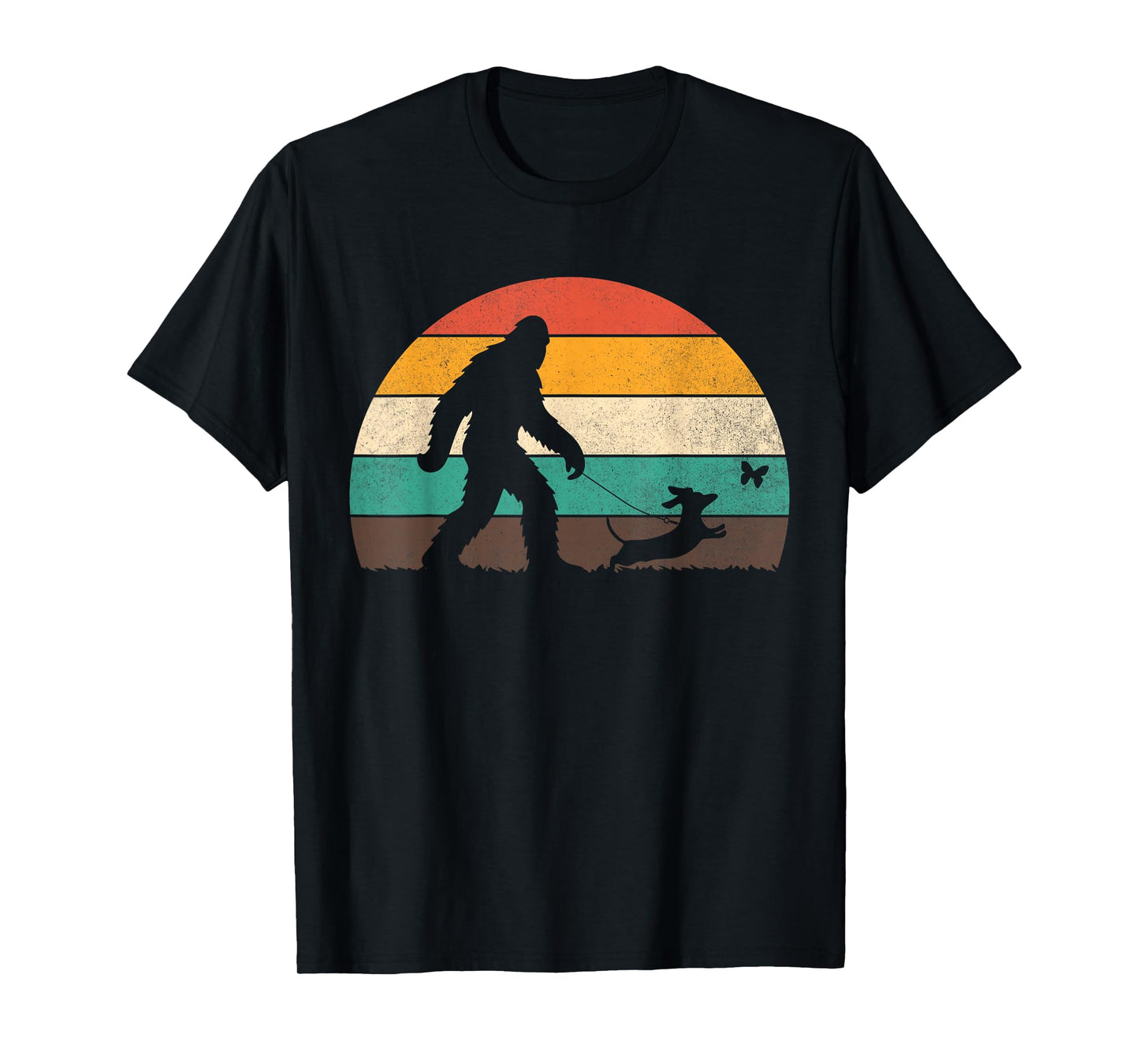 Bigfoot Walking Dachshund Funny Sasquatch Dog Dad Men Boys T-Shirt