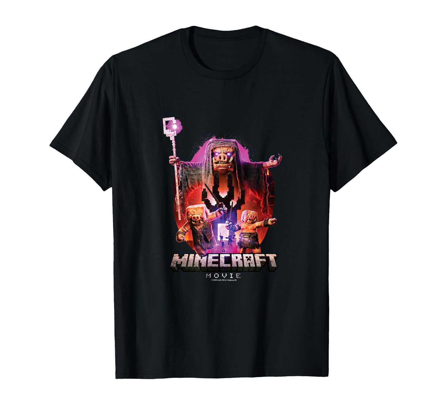 A Minecraft Movie Piglins Coming Out From A Nether Portal T-Shirt