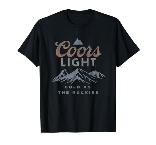 Coors Light Cold As The Rockies Vintage Beer Label T-Shirt