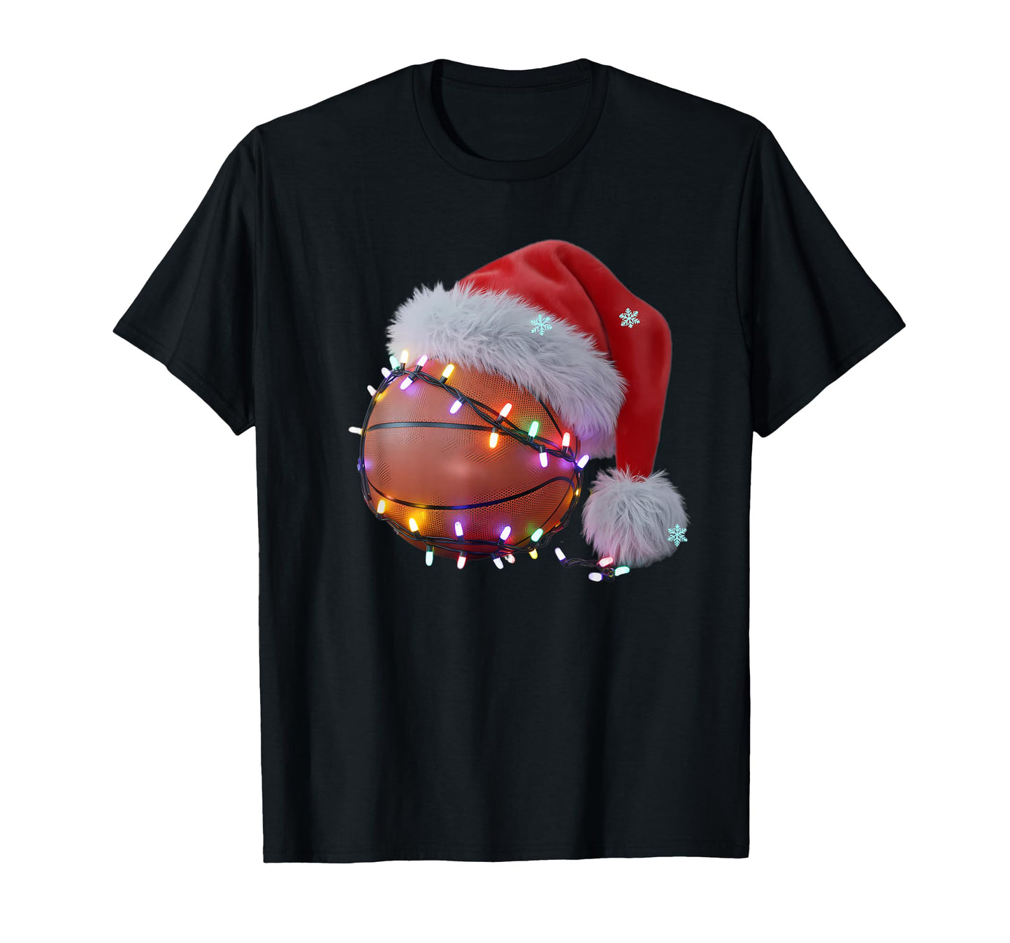Christmas Basketball Santa Hat Funny Holiday T-Shirt