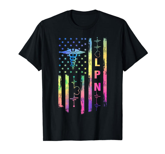 LPN USA United States American Flag Patriotic T-Shirt