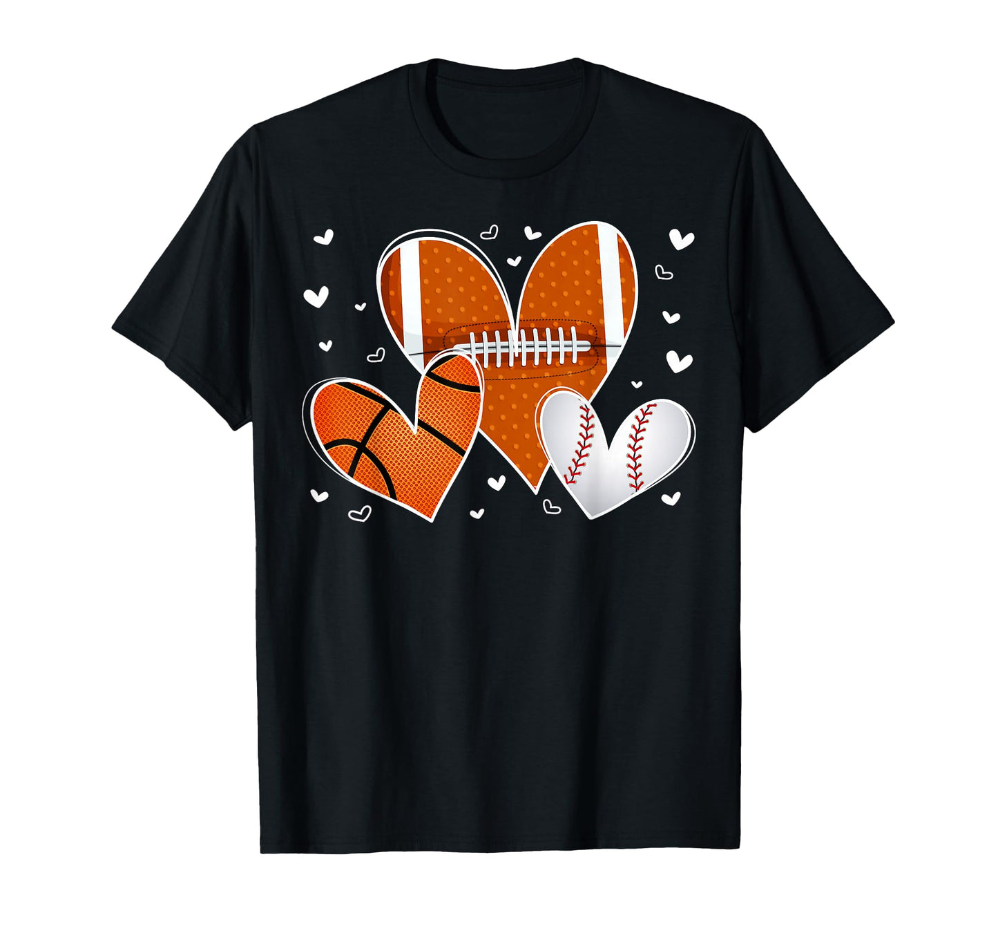 Funny Valentines Baseball Basketball Football Heart Boy Men T-Shirt