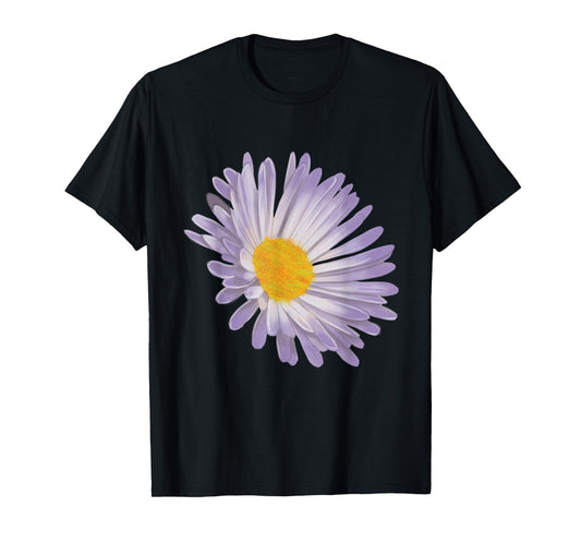 Purple Aster Flower, Handpainted Style Graphic Daisy T-Shirt T-Shirt