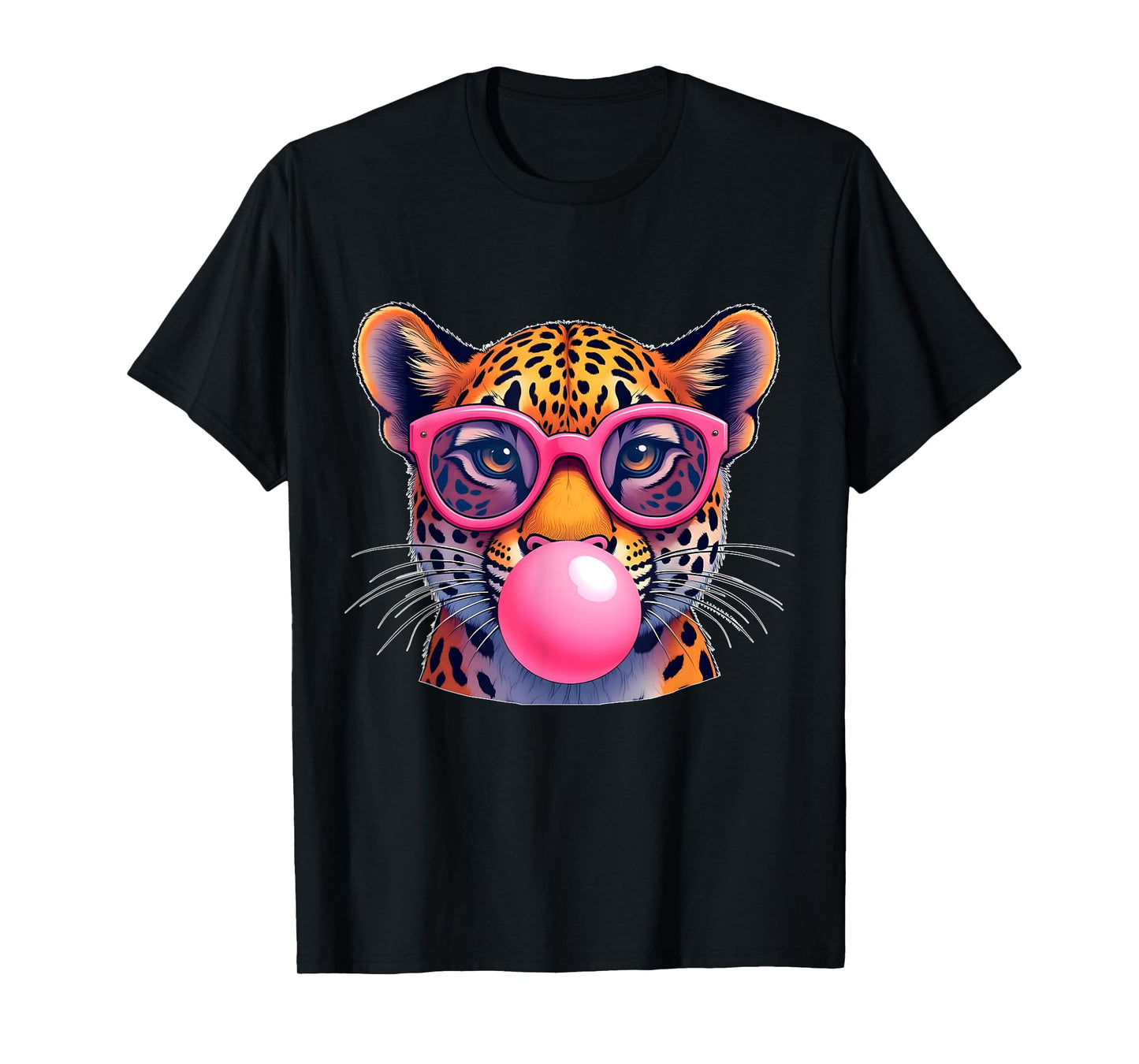 Leopard Cheetah Shirt Cute Jaguar Cat Sunglasses Bubble Gum T-Shirt