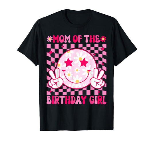 Mom of The Birthday Girl Groovy Birthday Teens Girls Preppy T-Shirt