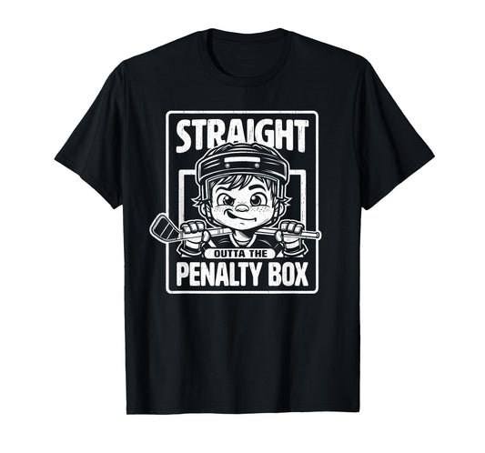 Straight Outta The Penalty Box Funny Boys Youth Kids Hockey T-Shirt
