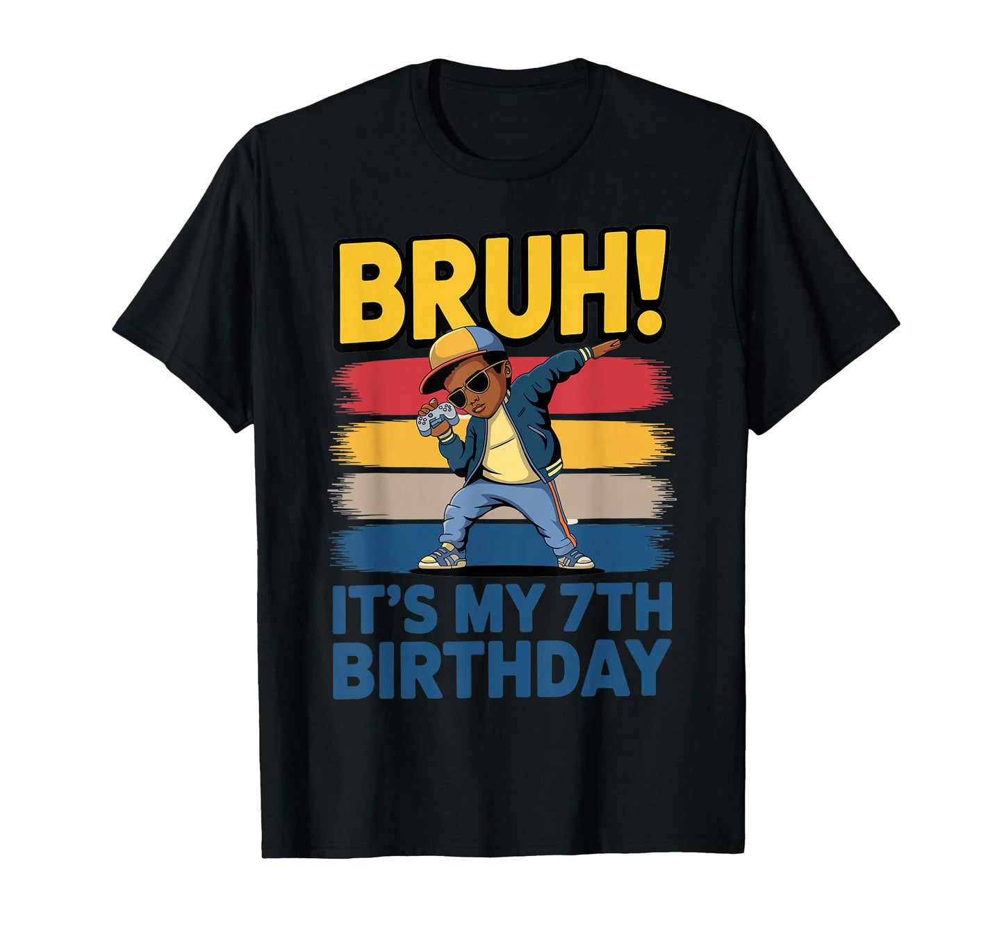 7 Year Old Birthday Dabbing Boy Bruh It's My 7th Birthday T-Shirt