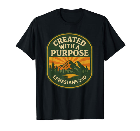 Retro Created with A Purpose Ephesians 2 10 Bible Verse T-Shirt