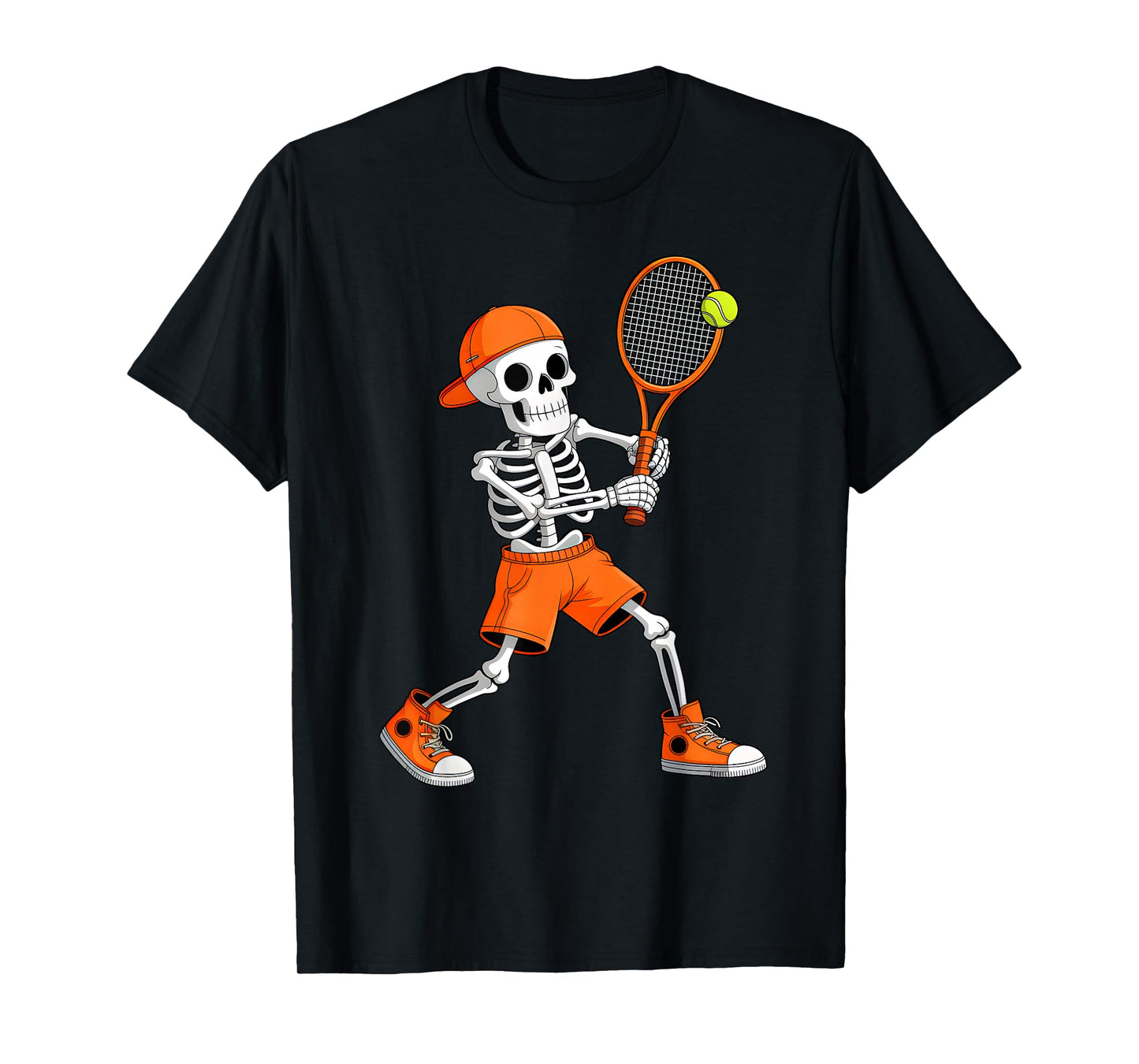 Funny Skeleton Play Tennis Halloween Costume Boys Men Kids T-Shirt