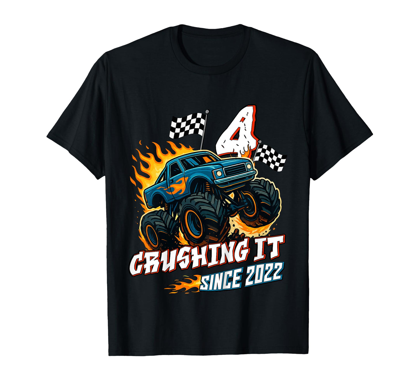 Birthday Monster Truck 4 Year Old Boys 4th Party Born 2022 T-Shirt
