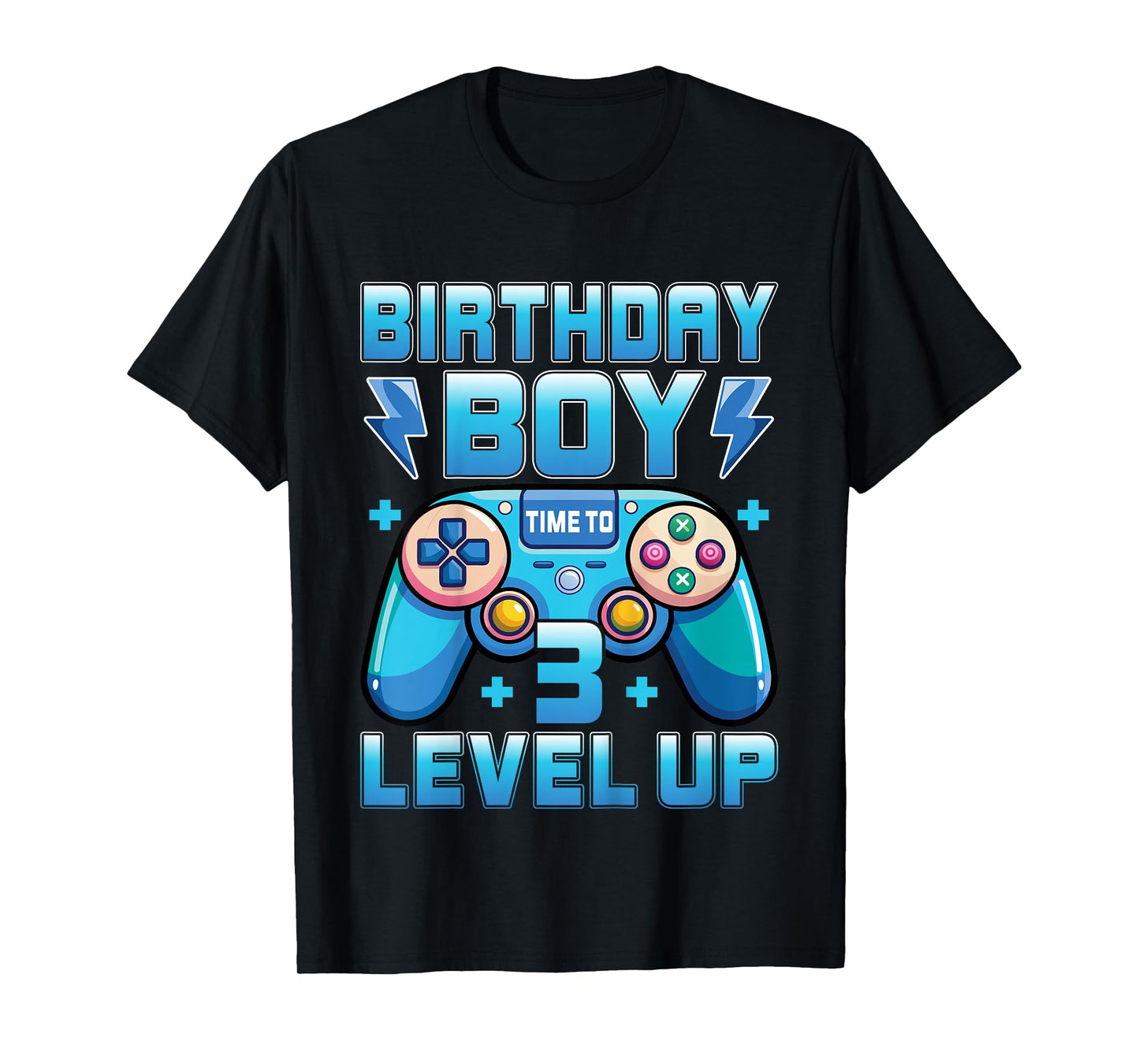 Kids Birthday Boy Level Up 3 Years Old Video Gamer 3rd Birthday T-Shirt