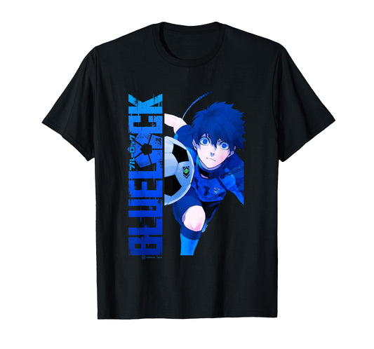 Blue Lock Blue Soccer Ball Split Panels T-Shirt