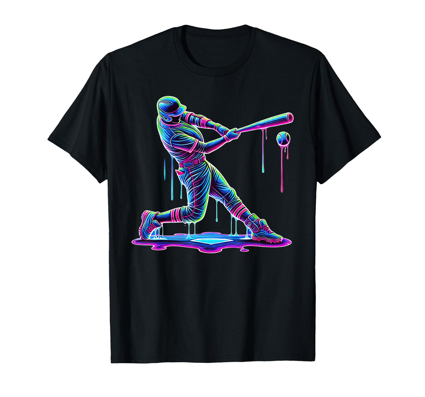 Ice Cream Drip Baseball Bat Baseball Player T-Shirt