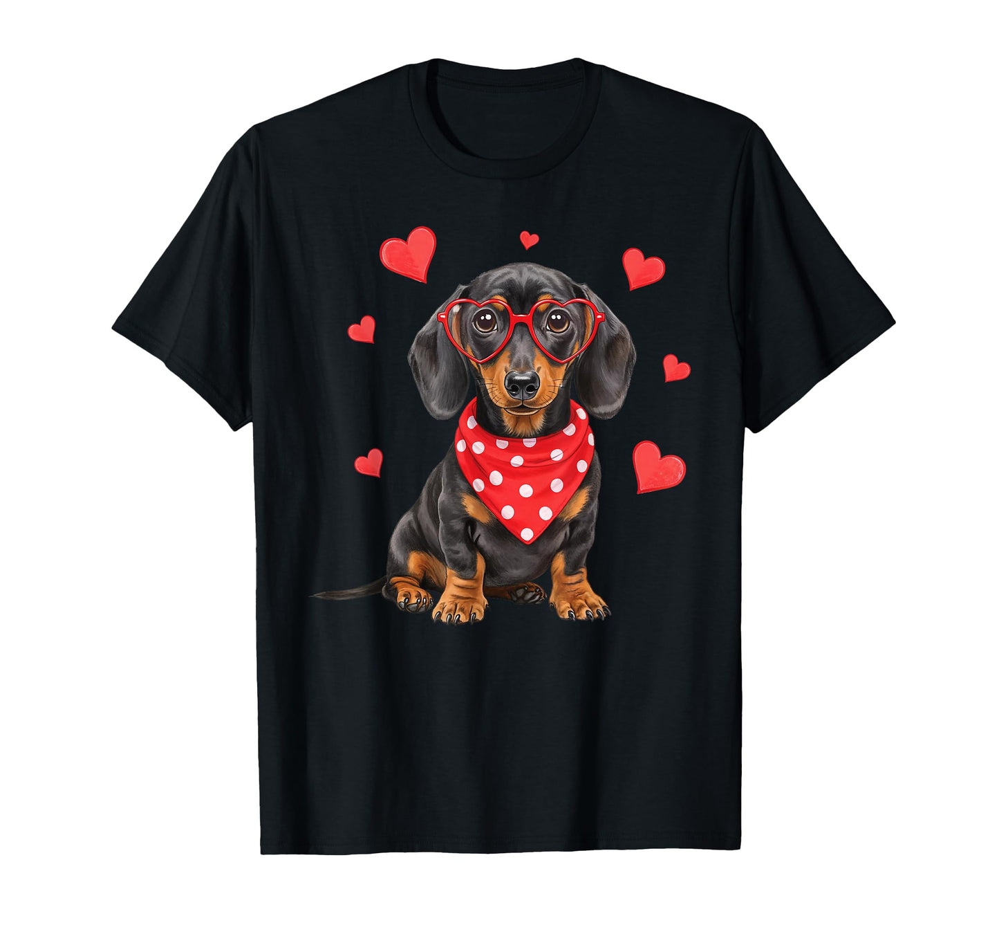 Dachshund Dog Valentines Day Cute Heart Glasses Dog Lovers T-Shirt