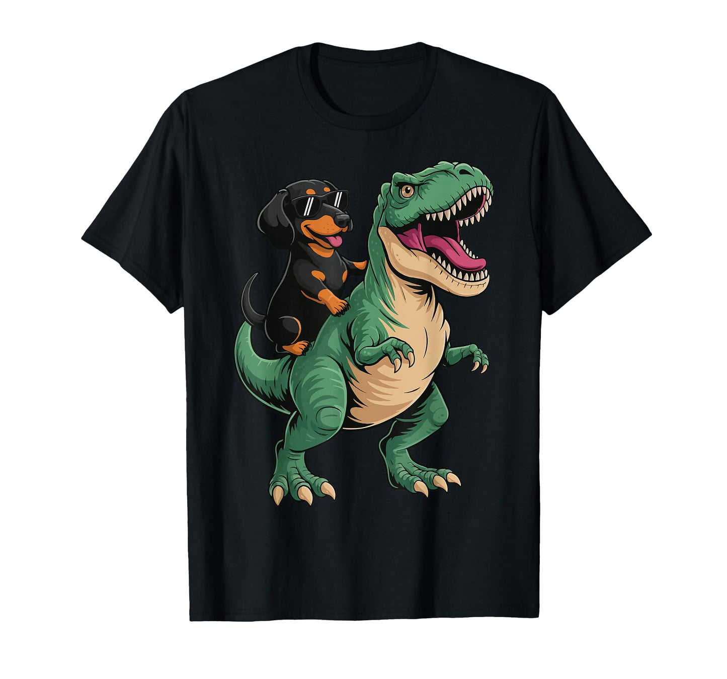 Dachshund Riding T-Rex T-Shirt