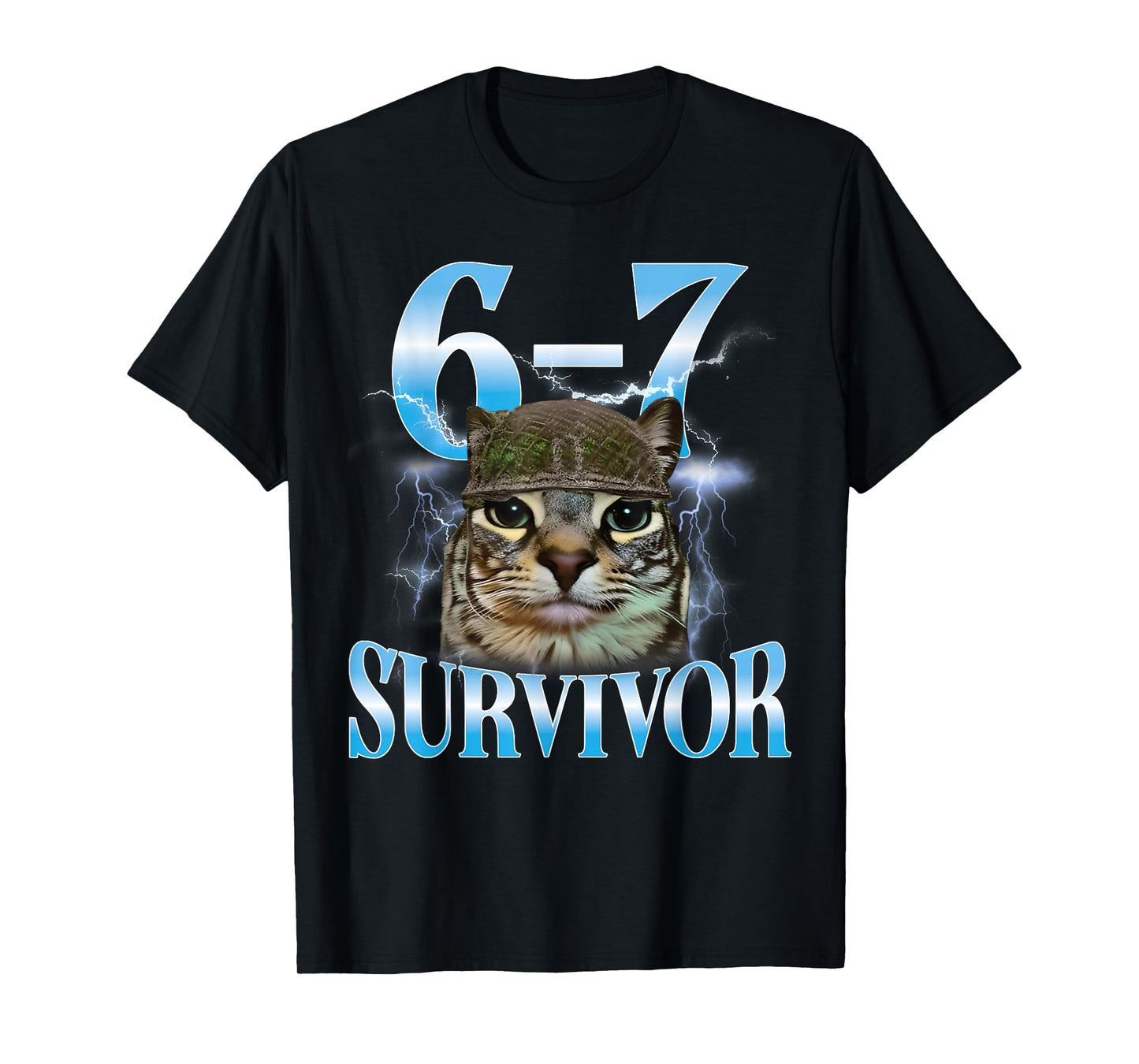 Funny Saying 67 Cats Tummy Ache Survivor Cat Meme Six Seven T-Shirt