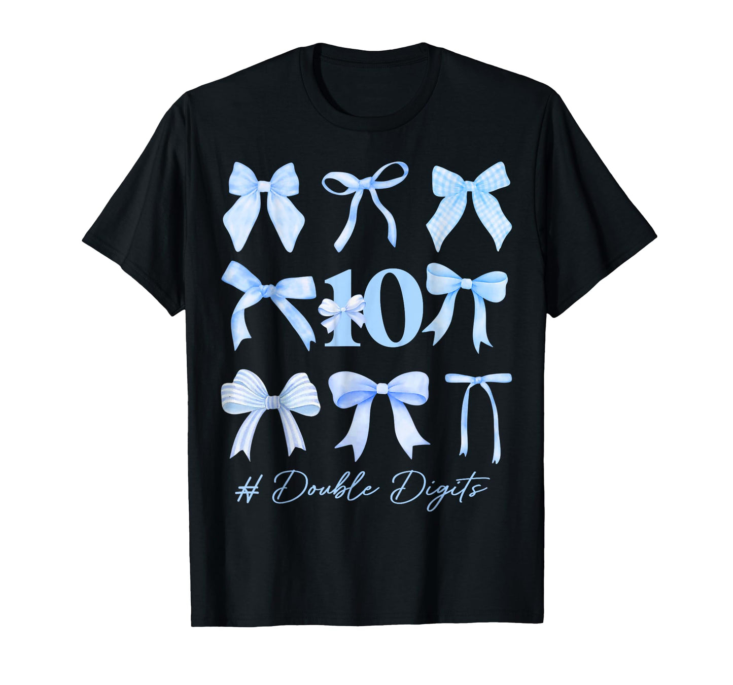10th Birthday Coquette Bow Double Digits Birthday Girl Kids T-Shirt