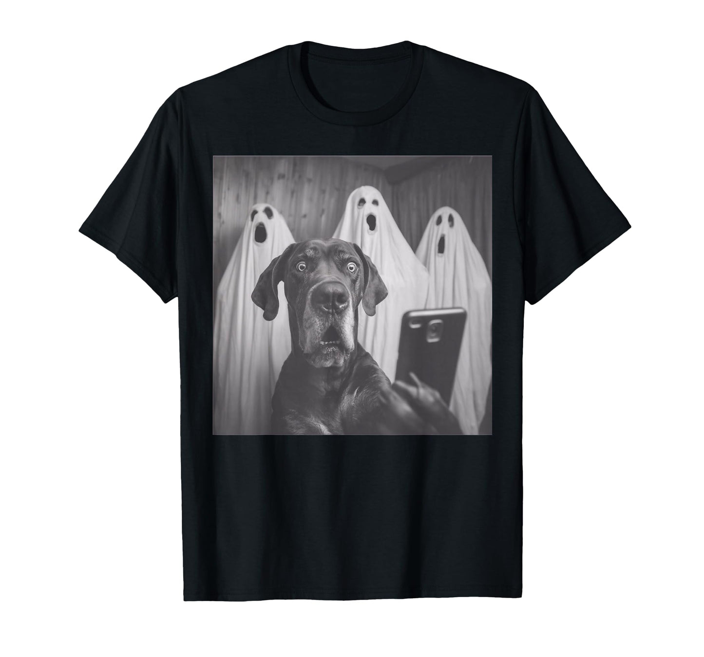 Funny Great Dane Selfie Halloween Ghost Design T-Shirt