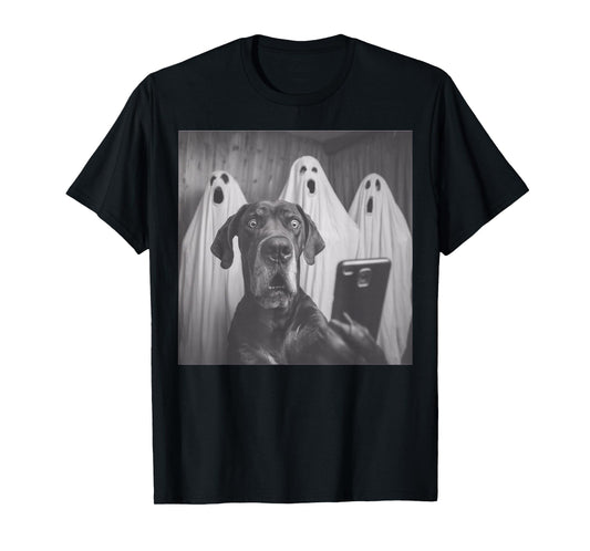 Funny Great Dane Selfie Halloween Ghost Design T-Shirt