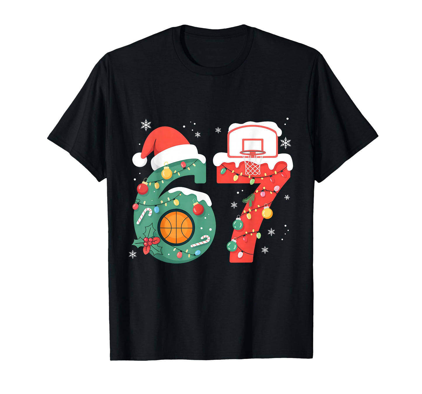 67 Christmas Basketball 6 7 Meme Boys Six Seven Christmas T-Shirt