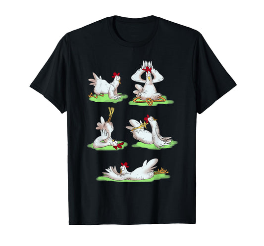 Funny Chicken Yoga Figures T-Shirt