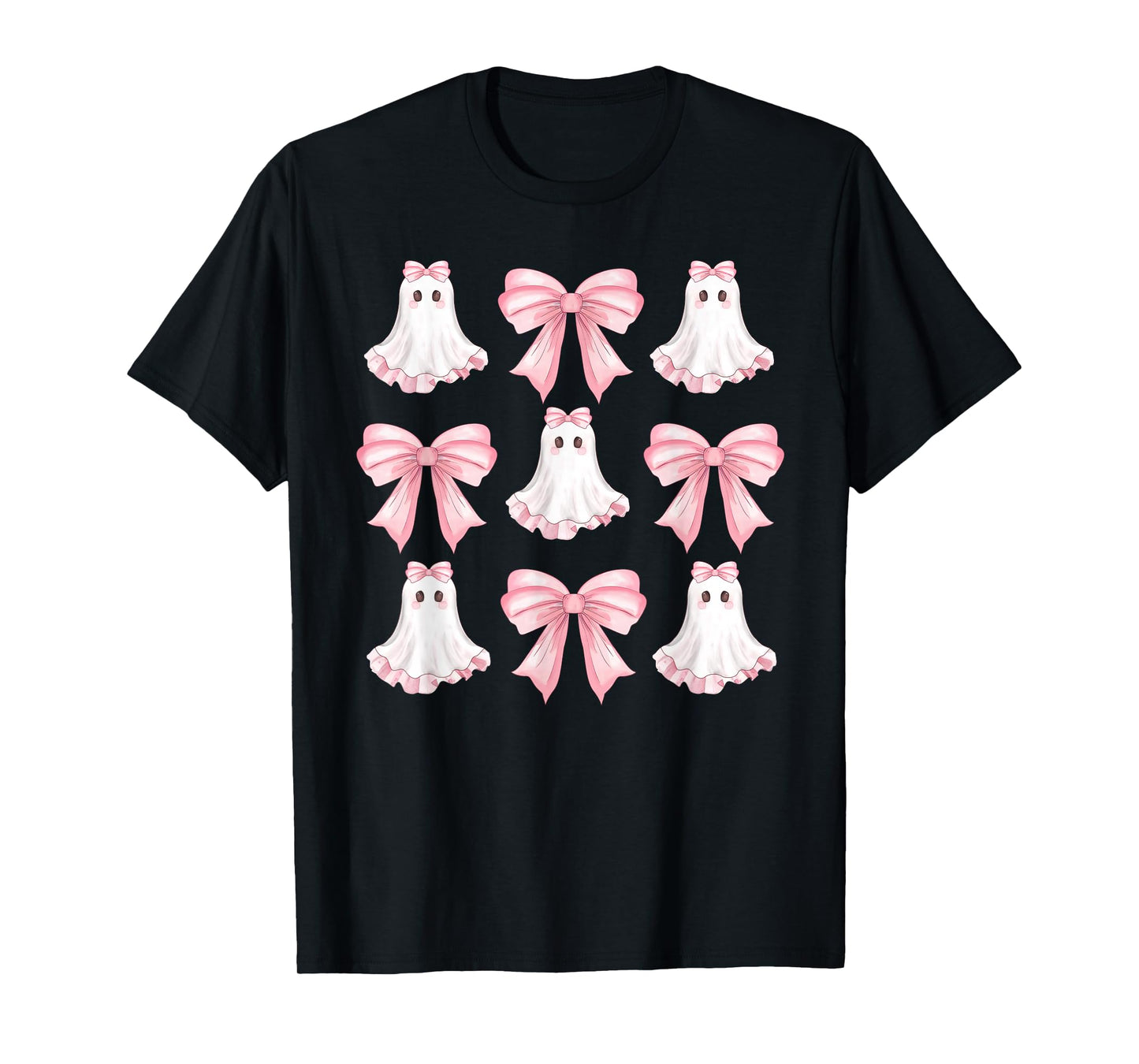 Pink Coquette Bow Cute Ghost Halloween Costume Girls Women T-Shirt