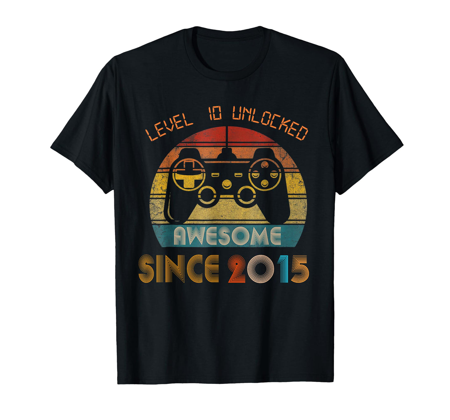 Level 10 Unlocked Awesome Since 2015 10th Birthday Gaming T-Shirt