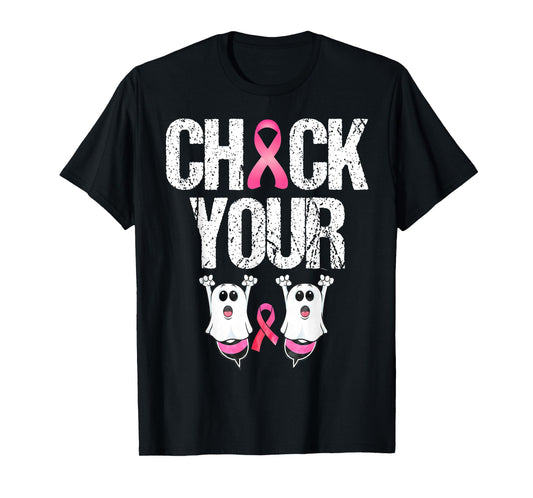 Check Your Boo Bee Funny Ghost Halloween Cancer Breast Pink T-Shirt