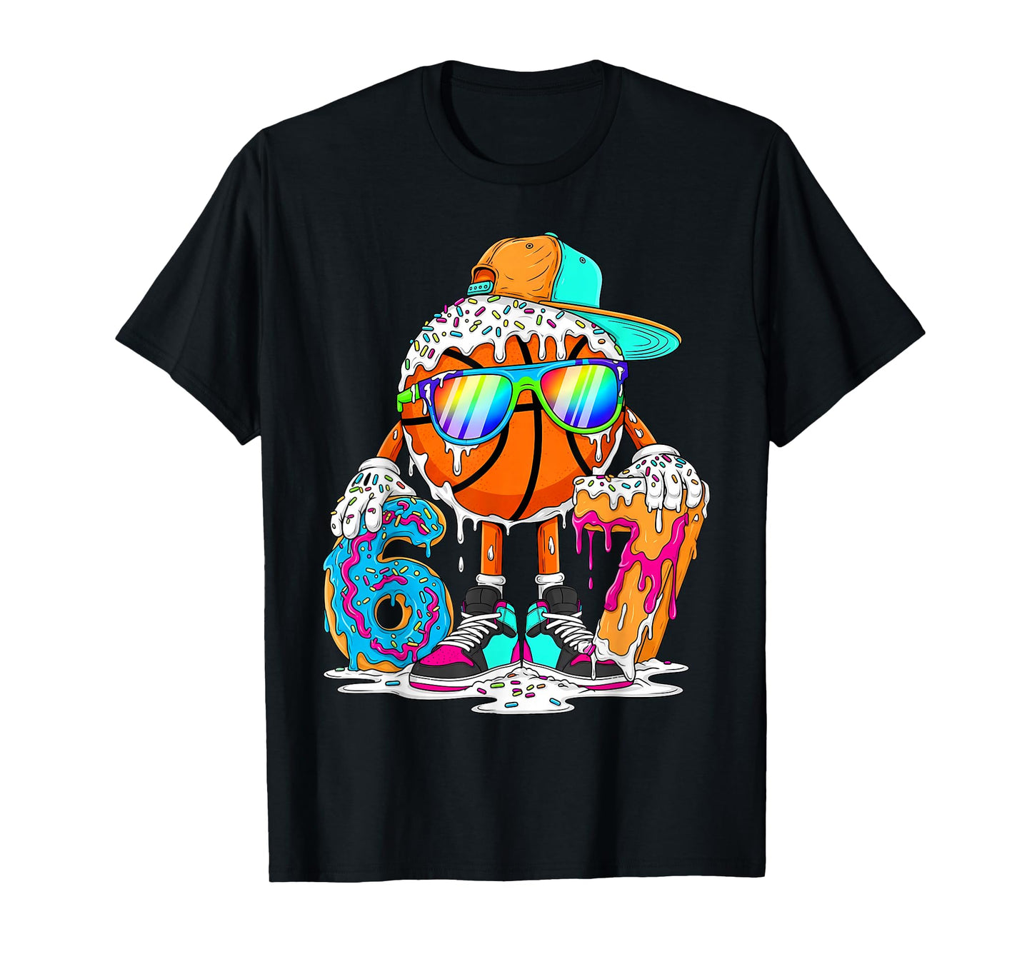 Funny 67 Basketball Ice Cream Drip Six Seven Meme T-Shirt