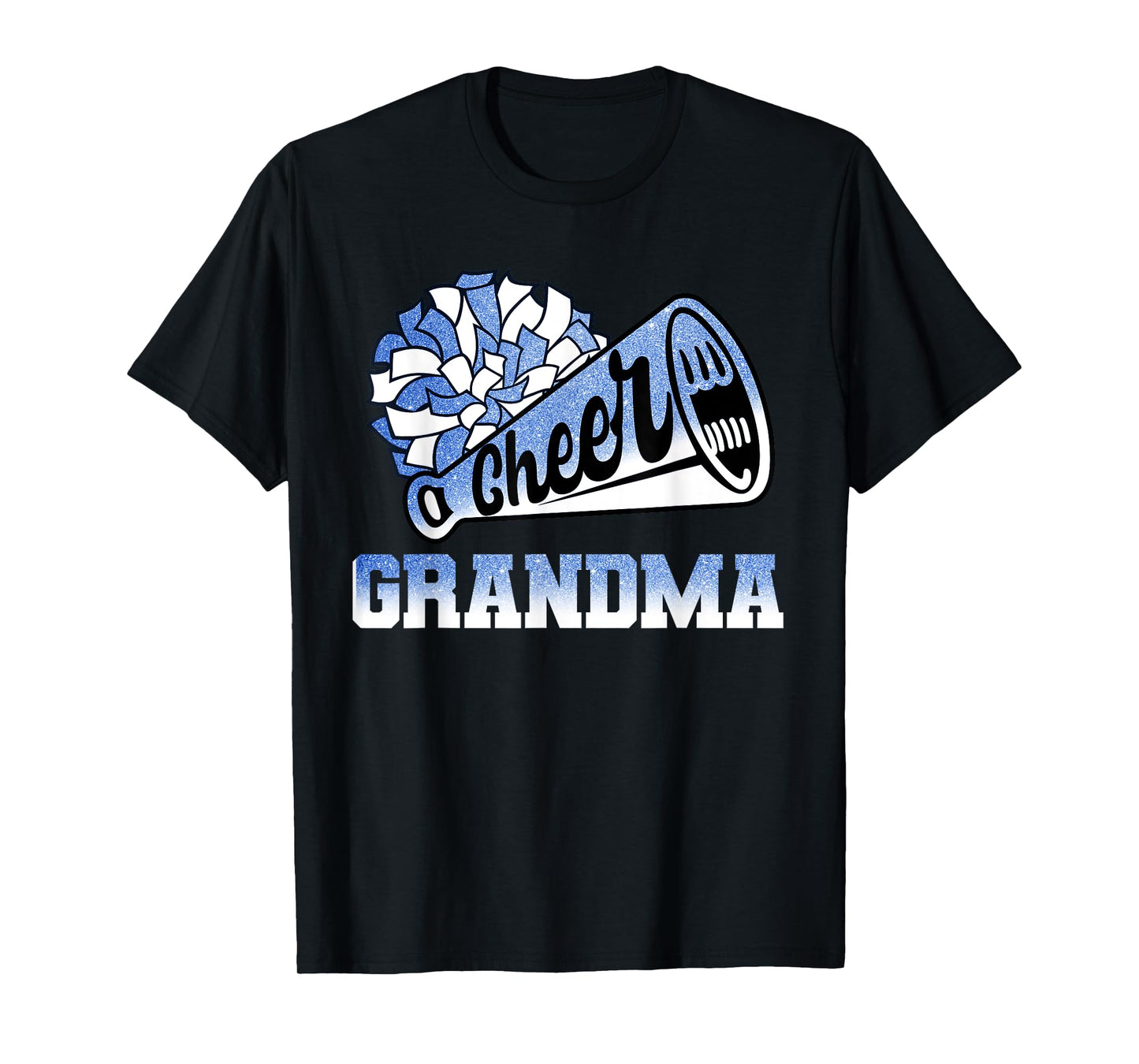 Cheer Grandma Biggest Fan Cheerleader Blue White Pom Pom T-Shirt