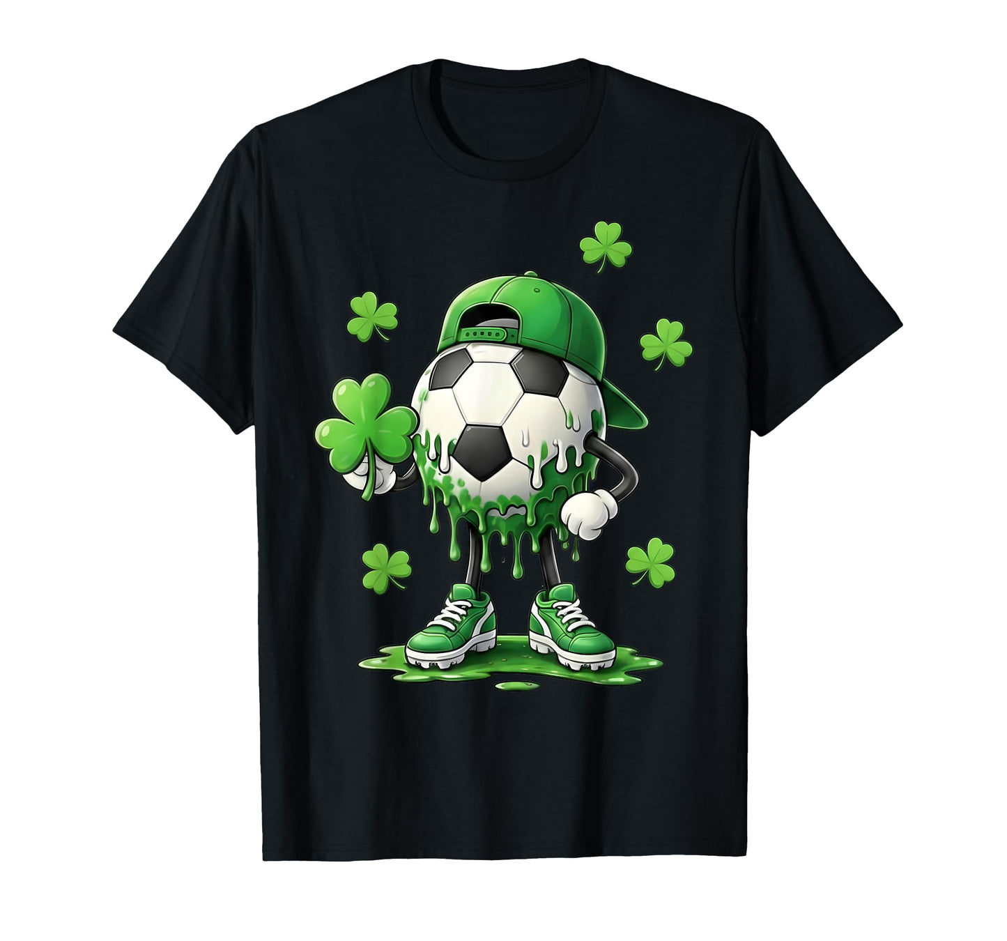 St Patrick Day Soccer Shamrock Drip Sport Love Men Boys Kids T-Shirt