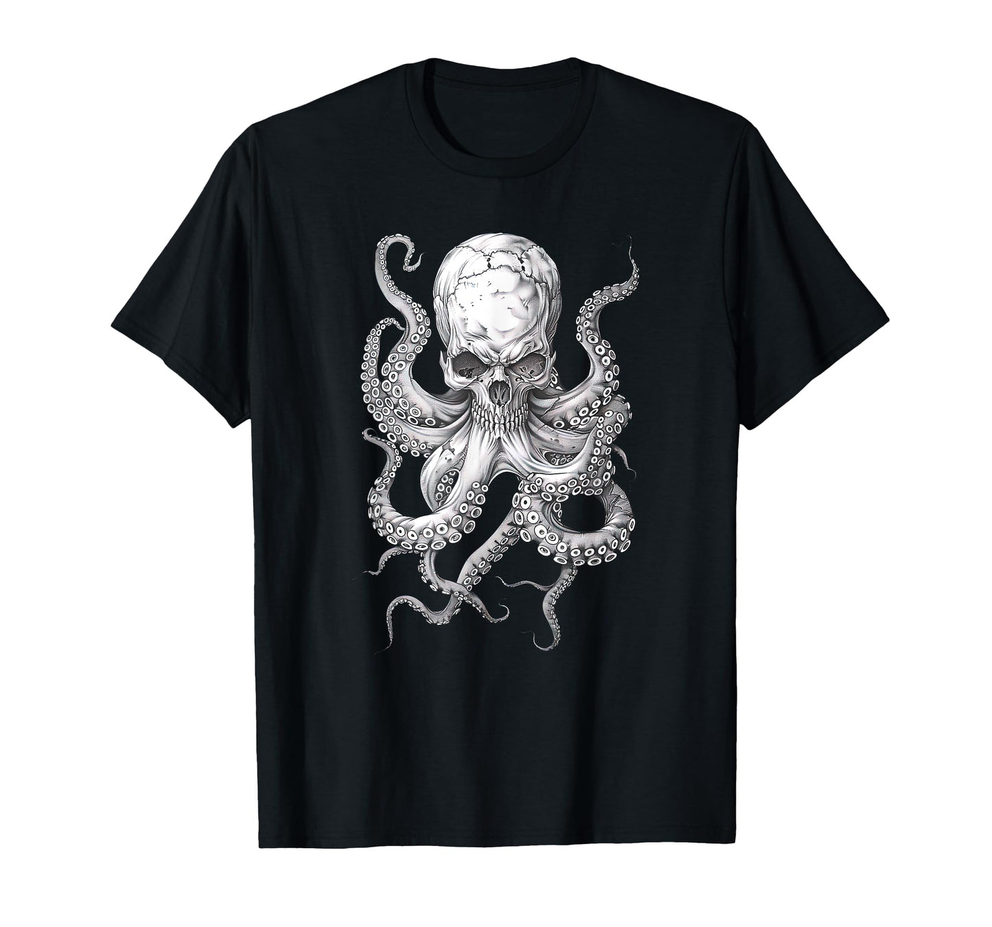 Vintage Skull Octopus Kraken Ocean Monster Goth Grunge Art T-Shirt