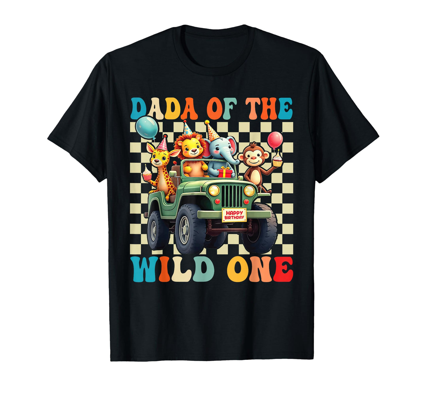 Dada of The Wild One 1st Birthday Safari Jungle Animals T-Shirt