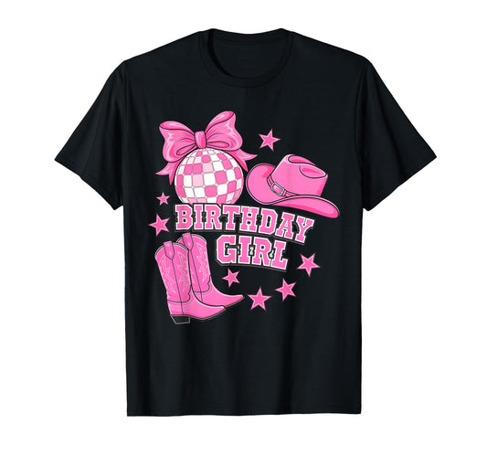 Birthday Cowgirl Western Disco Birthday Girl Party T-Shirt