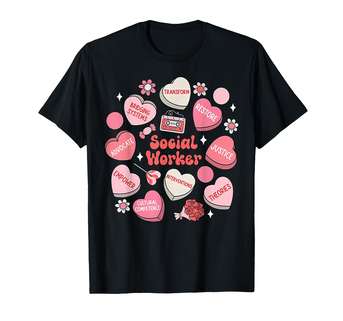 Social Worker Heart Candy Valentine Day Coping Skills LMSW T-Shirt