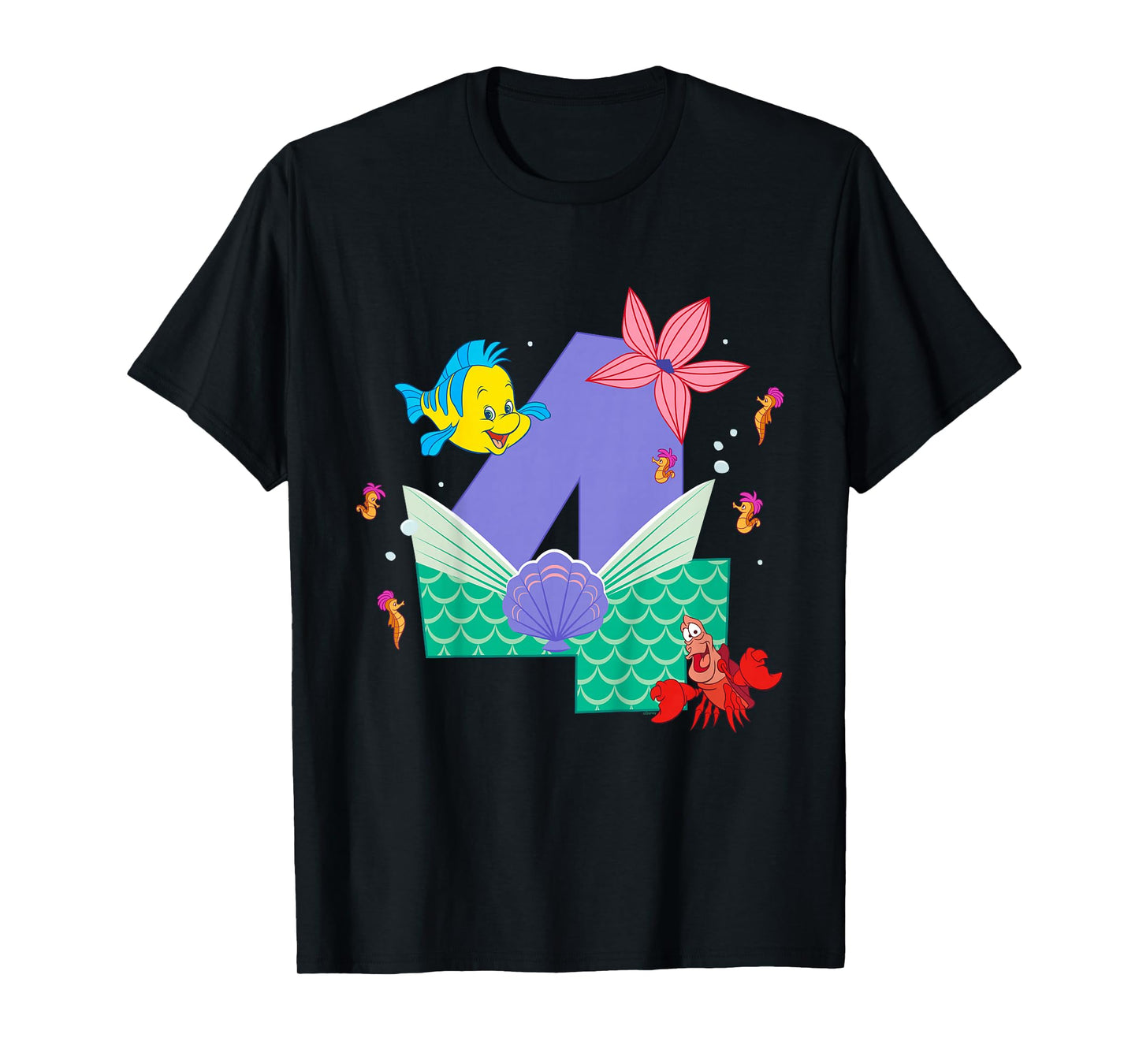 Disney Ariel Numbers "4" Fourth 4th Birthday Party Gift T-Shirt