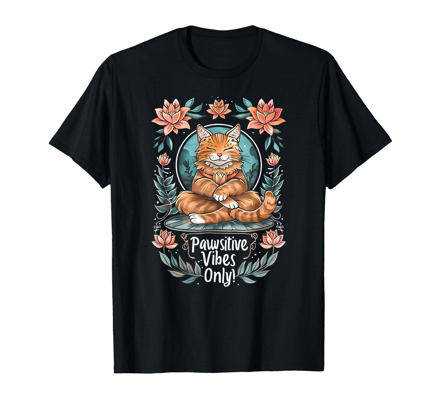 Pawsitive Vibes Only Yoga Poses Kitten Cat Men Women T-Shirt
