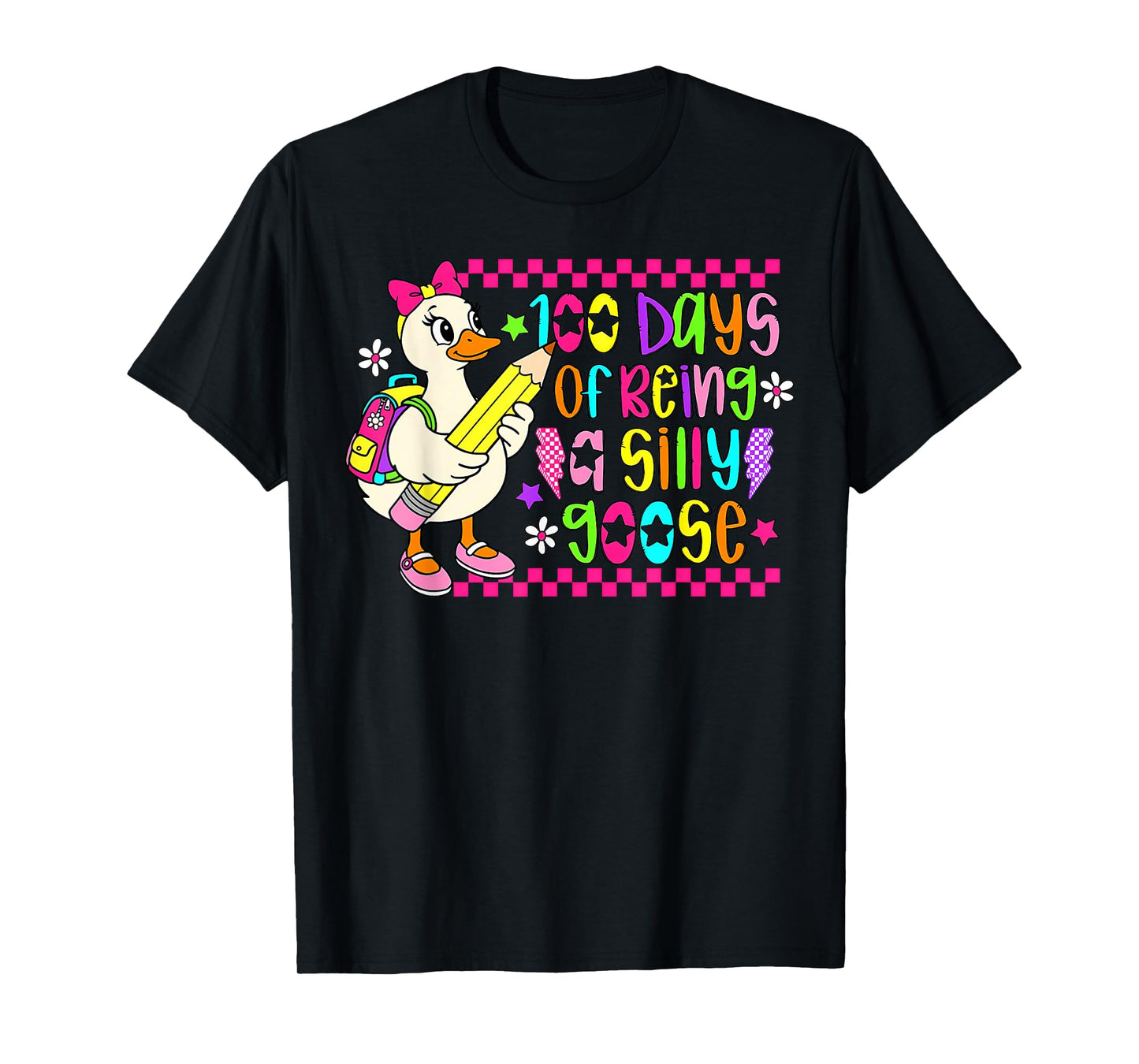 100 Days of School Girls Teacher 100th Day Silly Goose T-Shirt
