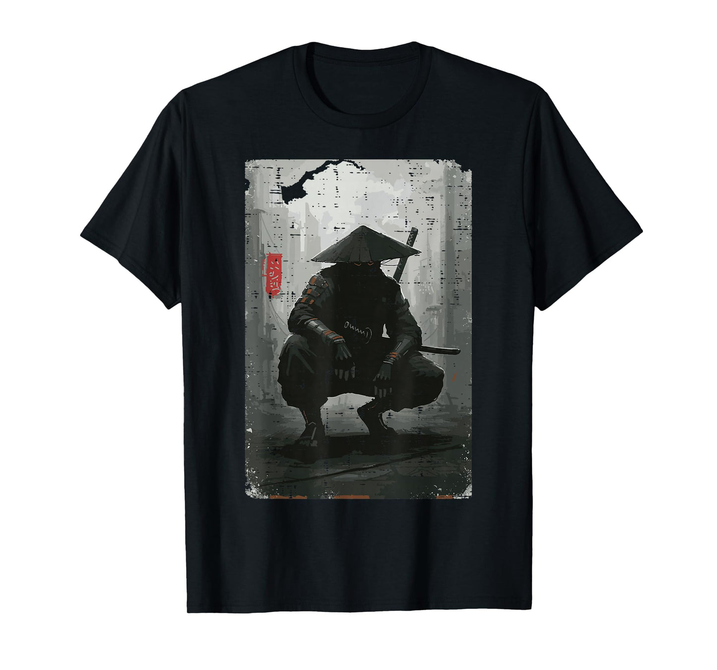 Japanese Samurai Warrior Hat Ronin Ukiyoe Art Men Women Kids T-Shirt