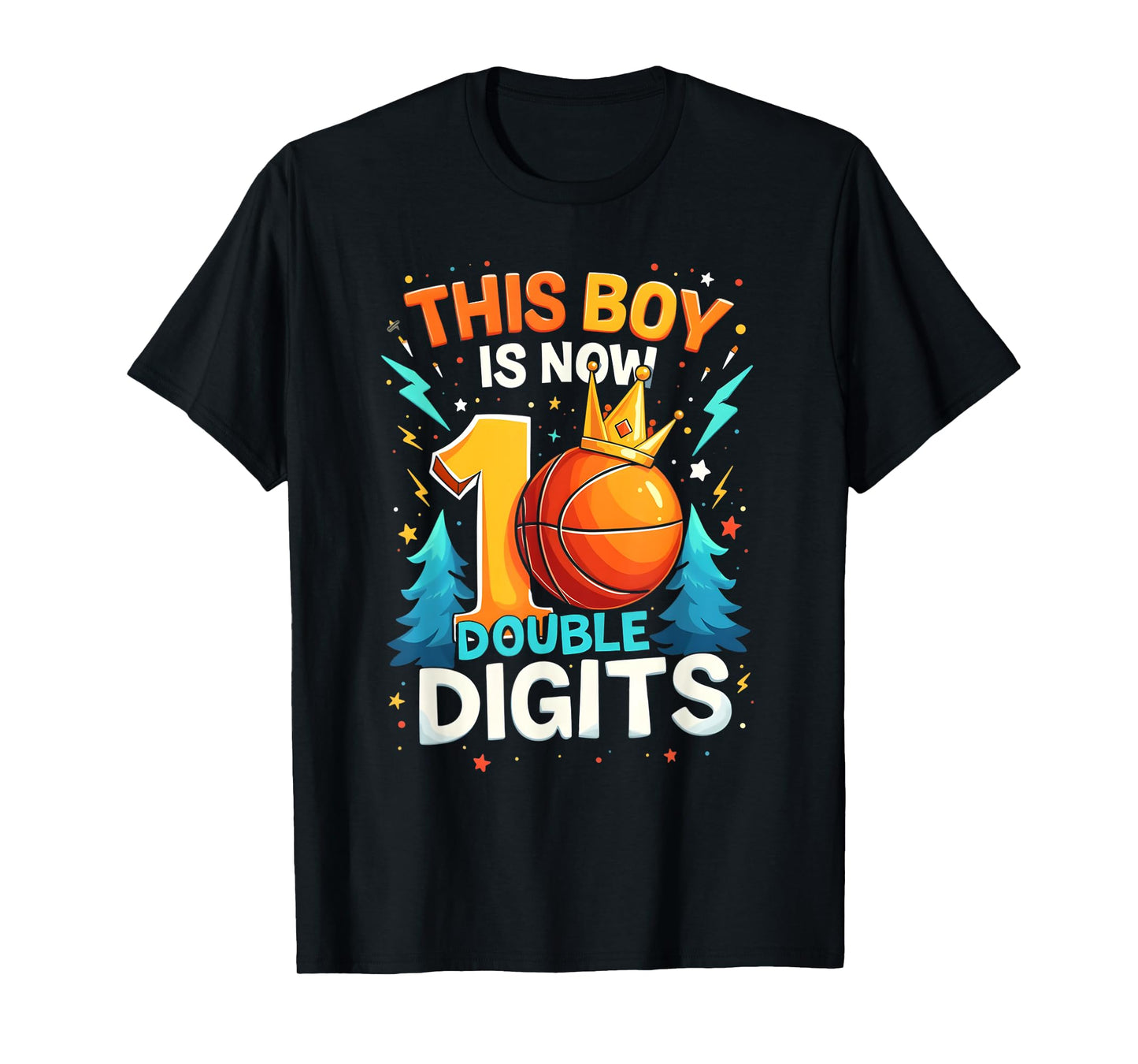 Double Digits Basketball Birthday Boy 10 Year Celebration T-Shirt