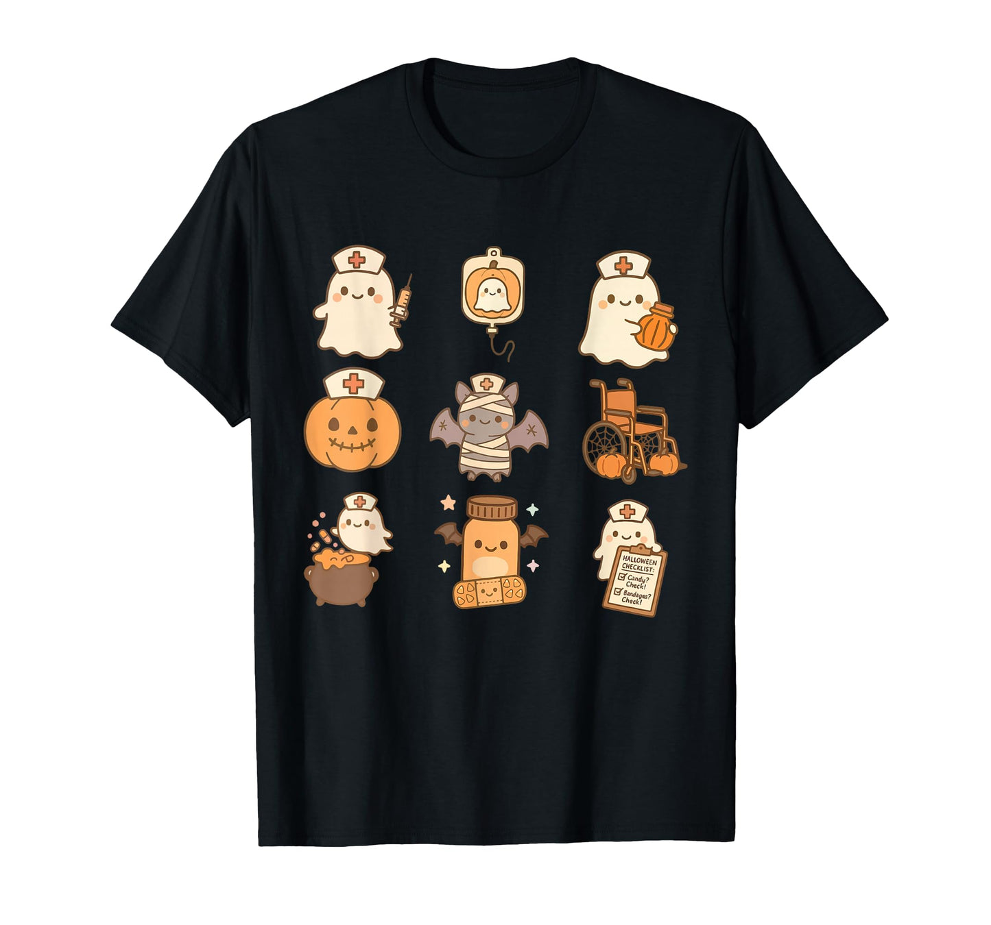 Funny Spooky Nurse Halloween Pumpkin Ghost School Nursing T-Shirt