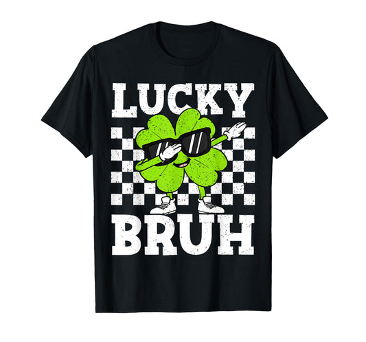 Boys St Patricks Day Kids Lucky Bruh Dabbing Shamrock Clover T-Shirt